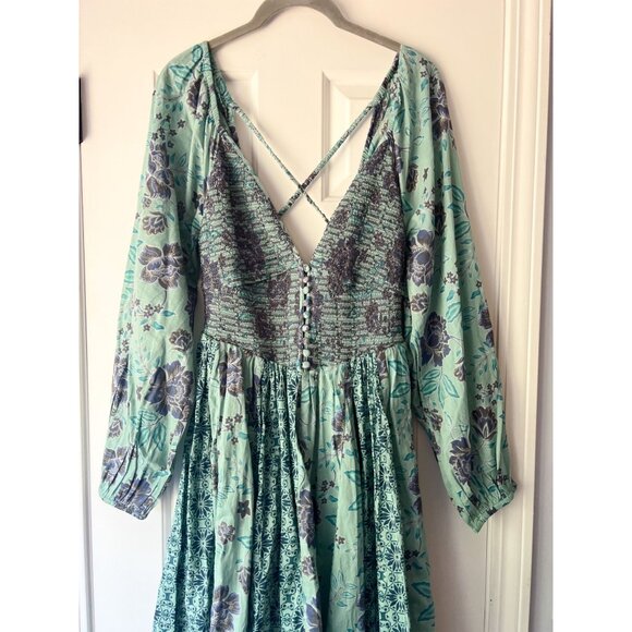 Free People A New Way Maxi in Teal Combo NEW - Picture 6 of 7